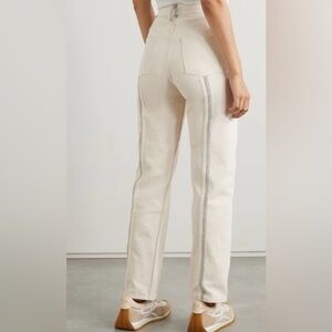 Still Here Ecru Felt-Trimmed Jeans